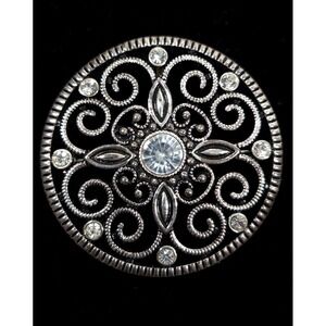 Premier Designs Silver Tone Crystal Medallion Brooch Pendant